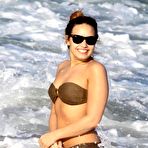 Third pic of Demi Lovato sexy in brown bikini on the beach