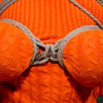 Third pic of SexPreviews - Sharon Darling in orange is rope bound and double fucked by maledoms