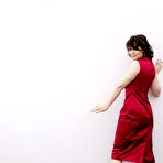 First pic of Juliette Binoche in red dress photoshoot