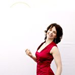 Third pic of Juliette Binoche in red dress photoshoot