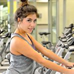 First pic of Latina teen Natalie Monroe masturbates in the gym before going outside to pickle a cucumber.