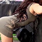 Third pic of Sweet Kristall Rush is pinching her nipples and swallowing the long stiff dick