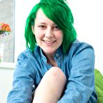 First pic of Bobbie from abbywinters.com - Green-haired amateur spreads her hairy pussy at Brdteengal