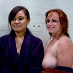 Fourth pic of Kimberlee Cline and Annie Cruz humiliate big titted Bella Rossi in pissing action  