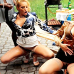 Fourth pic of Drunk clothed beauties Melissa Black and Simone Shine get fucked and pissed on after backyard BBQ