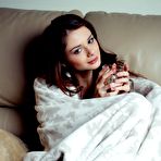 First pic of Brunette beauty winds down with her favorite tea and some masturbation action