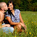 First pic of Euro teen couple fucks sensually in a field of pretty yellow flowers