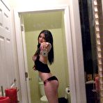 Fourth pic of Adorable black hair chick Veronica R. poses in front of the mirror and takes some naughty pictures