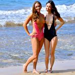 First pic of Seducing lesbians Aubrey FTV and Mary are willing to lose off their bikinis at the sea