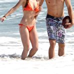 Fourth pic of Nathalia Ramos sexy in orange bikini on the beach