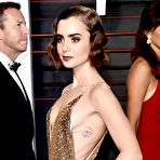 First pic of Lily Collins sideboob at 2016 Vanity Fair Oscar Party