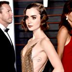 Second pic of Lily Collins sideboob at 2016 Vanity Fair Oscar Party