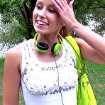 Third pic of Slutty gadget Minnie Manga is on her knees pleasing both throbbing cocks in the open