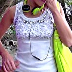 Fourth pic of Slutty gadget Minnie Manga is on her knees pleasing both throbbing cocks in the open