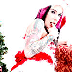 First pic of Naughty goth girl Joanna Angel in red and white Xmas outfit toys her pussy