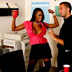 Second pic of porn star Codi Bryant gets her hot ebony pussy fucked at the office party!