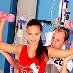First pic of Tall sporty brunette Viktoria Sweet gets naked and takes sturdy cock at the gym