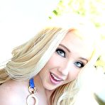 First pic of Lewd blonde with blue eyes Samantha Rone is taking long pecker deeply into her mouth
