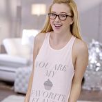 First pic of Small titted bimbo in glasses Samantha Rone is pleasingly licking and riding the stick