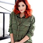 First pic of Real redhead beauty Lucy Vixen unbuttons the shirt and uncovers view on big melons