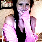 Third pic of Being a super hot tease brunette Freckles is wearing pink clothes and sucking on a sex toy