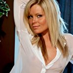 First pic of Petite blonde with a perfect bod Meet Madden wears a see-through shirt and tiny panties