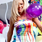 Third pic of Playful blonde hottie Meet Madden shows her balloons in front of the camera