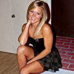 First pic of Tanned hot blonde in sexy black dress Meet Madden strips and fingers herself