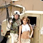 First pic of Slutty brunette Kirsten Price gets heavily drilled by a chiseled military by the vehicle