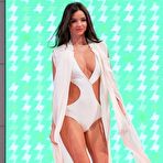 Fourth pic of Miranda Kerr cameltoe in white swimsuit catwalk photos