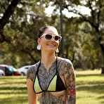 First pic of Kelly Lamprin Inked Bikini Brunette