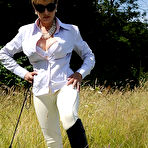Second pic of The slave of Lady Sonia can do nothing when she rides and tramples him outdoor