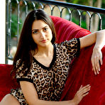 First pic of Exotic brunette takes off her leopard print top and poses naked - aMetart.com