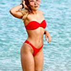 Second pic of Tallia Storm sexy in red bikini on a beach