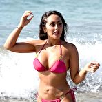 First pic of Sophie Kasaei sexy in magenta bikini on a beach