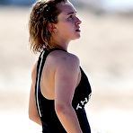 Fourth pic of Hayden Panettiere in black swimsuit at a beach in Barbados
