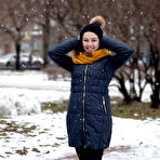 First pic of Dress-wearing curly-haired beauty gets naked next to the Christmas tree - aMetart.com