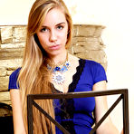 Second pic of Blonde with a beautiful face takes off her revealing blue dress - aMetart.com