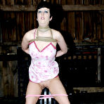 First pic of SexPreviews - Cherry Torn busty brunette is rope bound in different positions in a barn