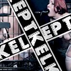 Fourth pic of SexPreviews - Kel Bowie in stockings is bound in metal and toyed in dungeon for orgasms