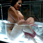 Third pic of Big titted curvy slave mom Ava Devine dressed in latex gets a water punishment