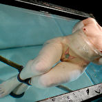 Third pic of Slave Maya Matthews gets showered and dunked in the dungeon with big water tank for her