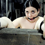 Fourth pic of SexPreviews - Sybil Hawthorne busty brunette is bound and masked on high heels in kinky dungeon