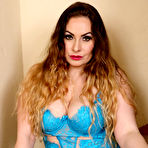 Second pic of [All Over 30] European mature Sophia Delane flashing upskirt in blue transparent lingerie - IWantMature.com
