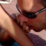 Third pic of Lori Anderson gets her hairy arms licked by her boyfriend Brett by the pool