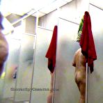 Second pic of Shower Spy Cameras: Using their red towels to massage their tasty bits