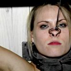 Third pic of Slave girl Harmony Rose gets her nipples, nose and pussy tortured in a cube.