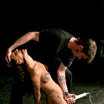 Third pic of Hot bodied inked slave girl Skyler Blake gets roped and raised off the ground 
