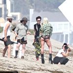 Second pic of Lady Gaga wearing a bikini and thong lingerie on the beach in Malibu, California - AZNude