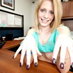 Third pic of Allie James strokes a hard dick at her office desk (BangBros - 16 Pictures)
